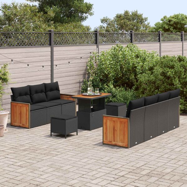 vidaXL Gartensofa-set mit Kissen 13 pcs Schwarz Poly-Rattan