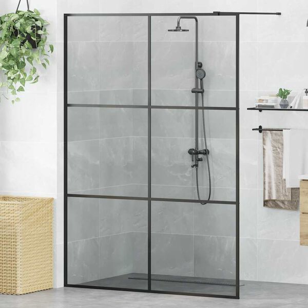 vidaXL Walk-in Duschwand Schwarz 140 x 195 cm Geh&auml;rtetes Glas