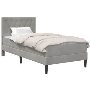 vidaXL Bettgestell mit Matratze mit Kopfteil Hellgrau 90 x 190 cm Samt