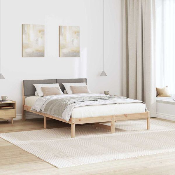 vidaXL Bettgestell Braun und Taupe 135 x 190 cm Massivholz Kiefer