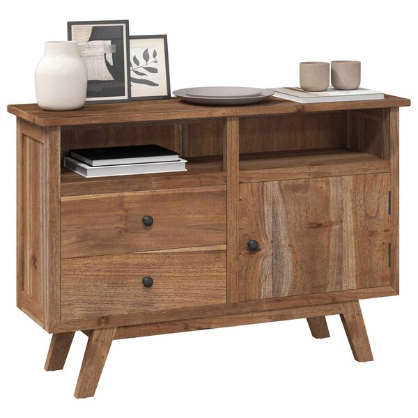vidaXL Sideboard mit Schubladen Natur 100 x 30 x 68 cm Massivholz Teak