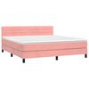 vidaXL Boxspringbett mit Matratze & LED Rosa 160x200 cm Samt