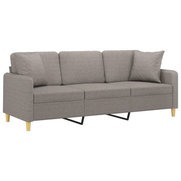vidaXL 3-Sitzer-Sofa mit Zierkissen Taupe 180 cm Stoff