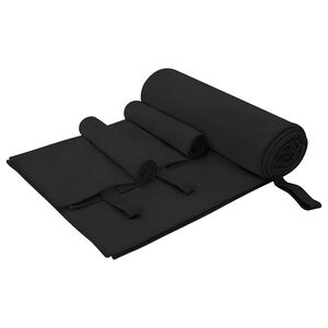 vidaXL Sporthandtuch Set 3 Stk. Schwarz 210 x 100 cm