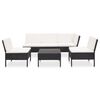 vidaXL 6-tlg. Garten-Lounge-Set mit Auflagen Poly Rattan Schwarz