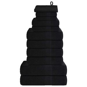 vidaXL 12-tlg. Handtuch-Set FROGN Schwarz 360 g/m&sup2;