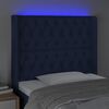 vidaXL LED Kopfteil Blau 103x16x118/128 cm Stoff