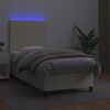 vidaXL Boxspringbett mit Matratze & LED Creme 90x190 cm Kunstleder