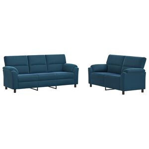 vidaXL Sofa-Set 2 pcs Blau Samt