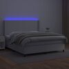 vidaXL Boxspringbett mit Matratze & LED Wei&szlig; 160x200 cm Kunstleder