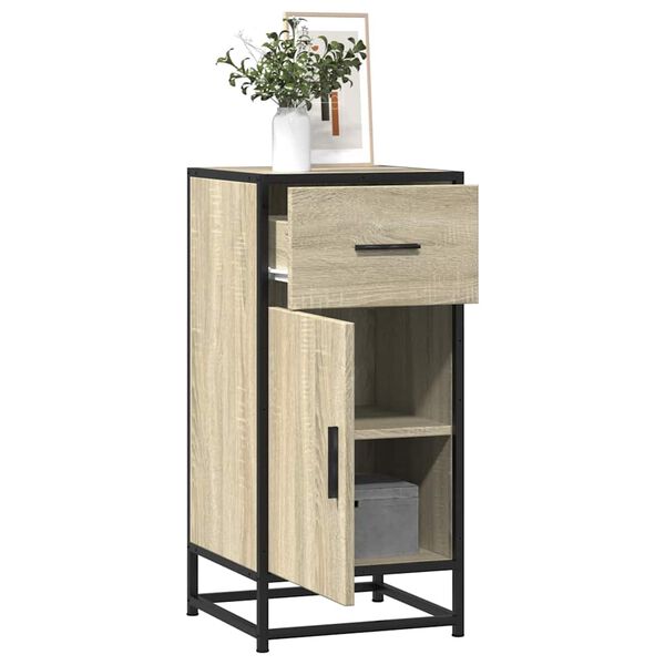 vidaXL Sideboard Sonoma-Eiche 35,5x35x76 cm Holzwerkstoff und Metall