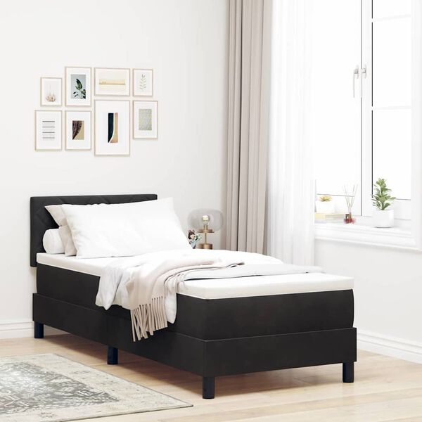 vidaXL Boxspringbett mit Matratze Schwarz 80 x 200 cm Samt