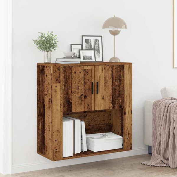 vidaXL Wandschrank mit Regal Altholz 80 x 33 x 80 cm Holzwerkstoff