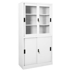 vidaXL B&uuml;roschrank mit Schiebet&uuml;ren Wei&szlig; 90x40x180 cm Stahl