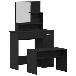 vidaXL Schminktisch-Set 2 pcs Schwarz Eichen-Optik Holzwerkstoff
