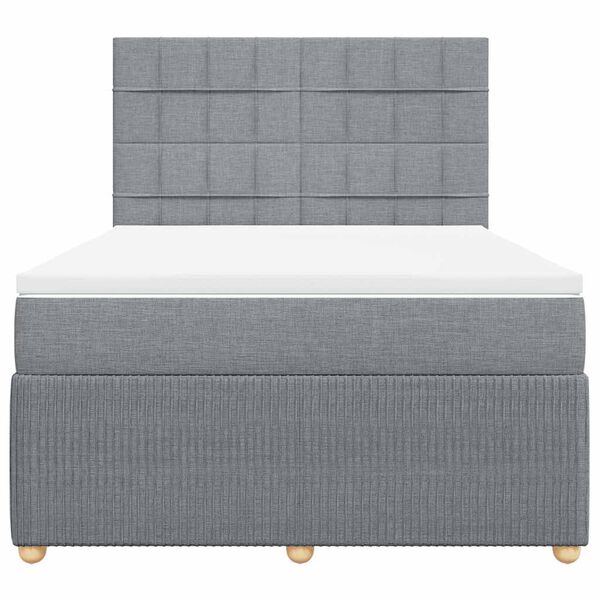 vidaXL Boxspringbett mit Matratze Hellgrau 140x190 cm Stoff
