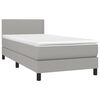 vidaXL Boxspringbett mit Matratze & LED Hellgrau 90x190 cm Stoff