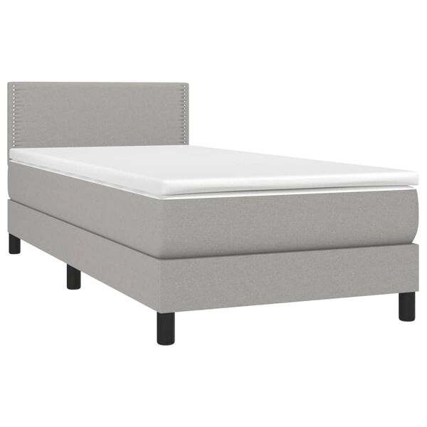 vidaXL Boxspringbett mit Matratze & LED Hellgrau 90x190 cm Stoff