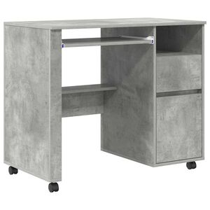 vidaXL Tisch mit R&auml;dern Beton Grau Holzwerkstoff 91 x 50 x 77 cm