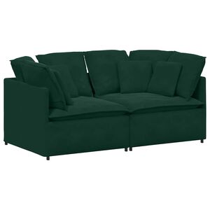 vidaXL Modulares Sofa mit Kissen Samt Dunkelgr&uuml;n