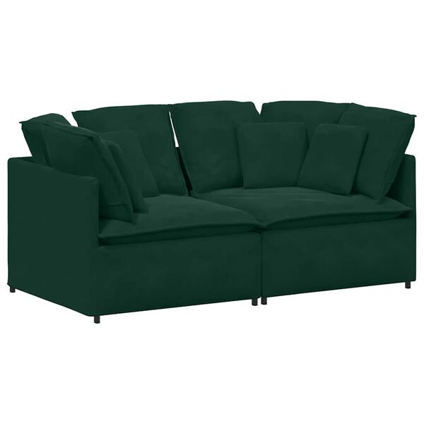 vidaXL Modulares Sofa mit Kissen Samt Dunkelgr&uuml;n