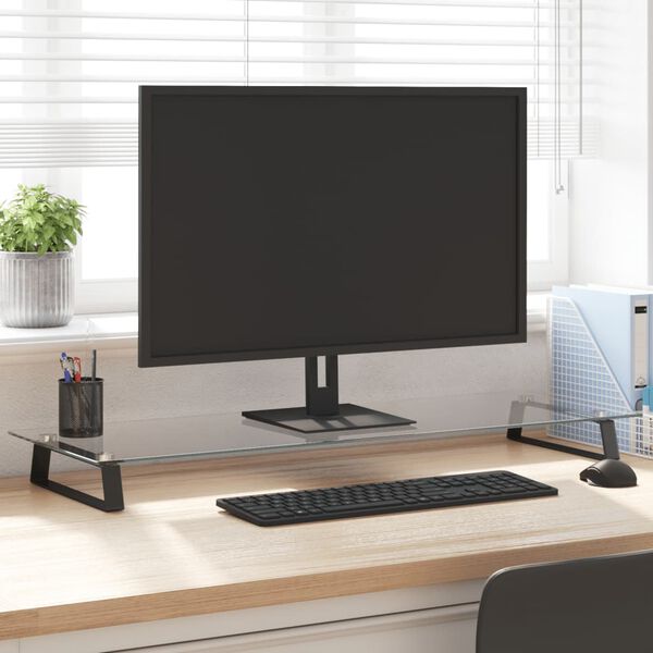 vidaXL Monitorst&auml;nder Schwarz 100x35x8 cm Hartglas und Metall