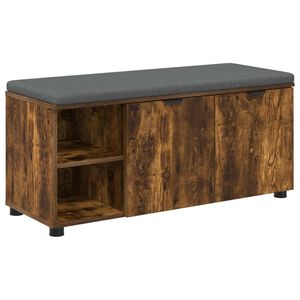 vidaXL Flurbank mit Kissen mit T&uuml;r Ger&auml;ucherte Eiche 100 x 38 x 46 cm