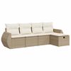 vidaXL 5-tlg. Garten-Sofagarnitur mit Kissen Beige Poly Rattan