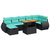 vidaXL 8-tlg. Garten-Sofagarnitur mit Kissen Schwarz Poly Rattan