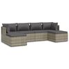 vidaXL 6-tlg. Garten-Lounge-Set mit Kissen Grau Poly Rattan