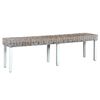 vidaXL Sitzbank 160 cm Wei&szlig; Natur Kubu-Rattan und Massivholz Mango