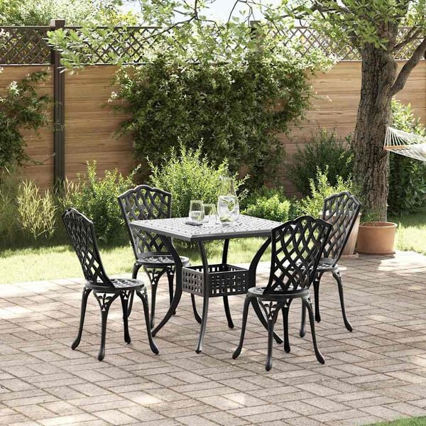 vidaXL Gartentisch Set 5 pcs Schwarz Gussaluminium