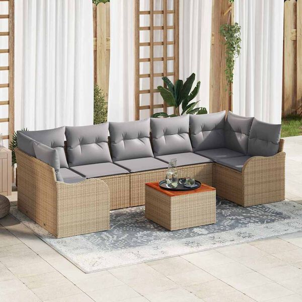 vidaXL Gartensofa-set 8 pcs Beige und Hellgrau Poly-Rattan
