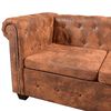 vidaXL Chesterfield-Ecksofa 6-Sitzer Kunstleder Braun