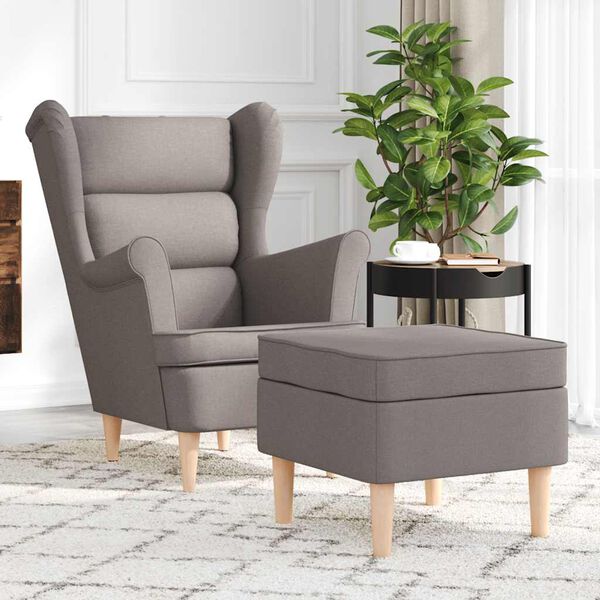 vidaXL Sessel mit Fu&szlig;hocker Taupe Stoff