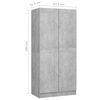 vidaXL Kleiderschrank Betongrau 82,5x51,5x180 cm Holzwerkstoff