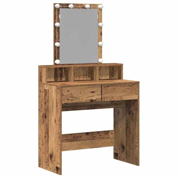 vidaXL Schminktisch mit Regal Altholz 80 x 41 x 144,5 cm Holzwerkstoff