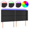 vidaXL LED Kopfteil Schwarz 203x16x118/128 cm Kunstleder