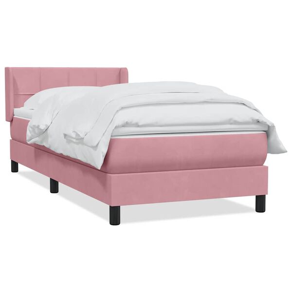 vidaXL Boxspringbett mit Matratze Rosa 80x220 cm Samt