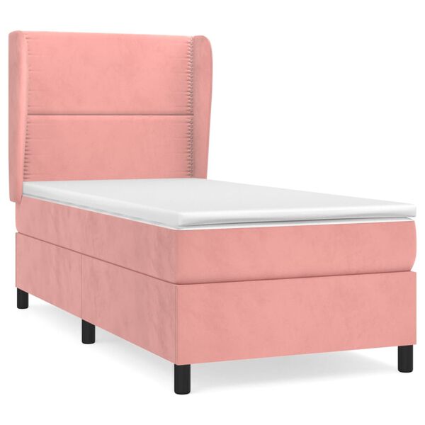 vidaXL Boxspringbett mit Matratze Rosa 80x200 cm Samt