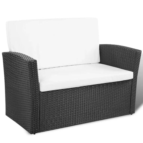 vidaXL 4-tlg. Garten-Lounge-Set mit Kissen Poly Rattan Schwarz