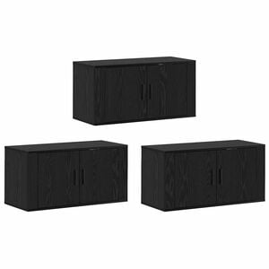 vidaXL Wand-TV-Schrank Set Wandmontiert 3 pcs Schwarz Eichen-Optik