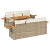 vidaXL 7-tlg. Garten-Sofagarnitur mit Kissen Beige Poly Rattan Akazie