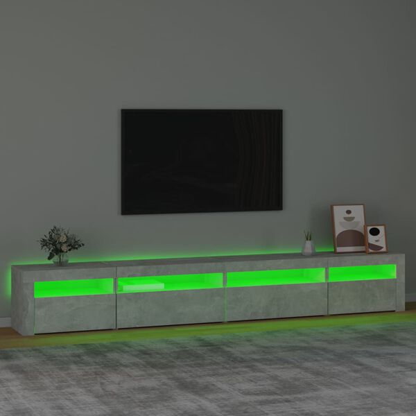 vidaXL TV-Schrank mit LED-Leuchten Betongrau 270x35x40 cm