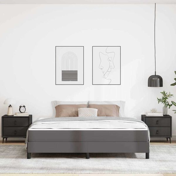 vidaXL Bettrahmen mit Matratze Grau 180 x 200 cm Stoff
