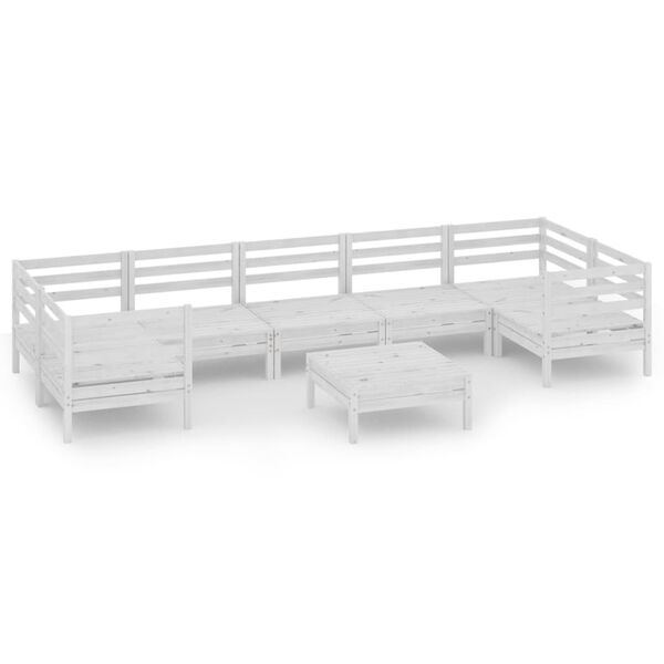 vidaXL 8-tlg. Garten-Lounge-Set Wei&szlig; Massivholz Kiefer