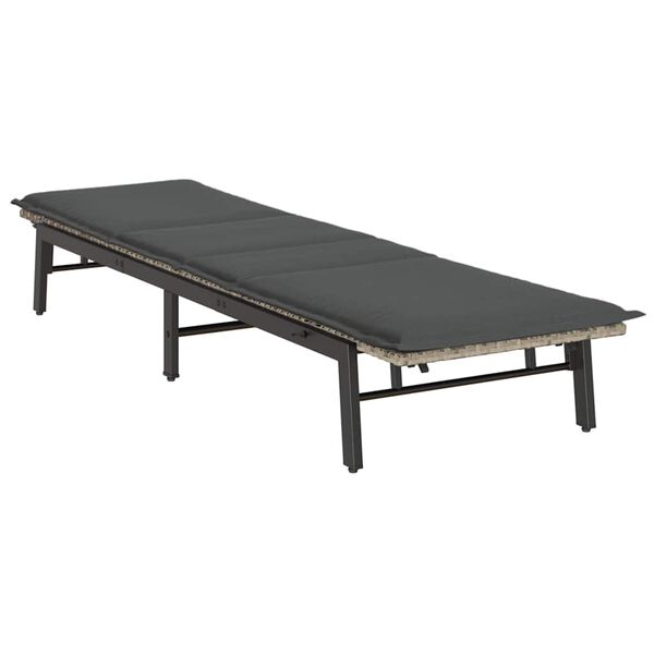 vidaXL Sonnenliege mit Auflage Hellgrau Poly Rattan
