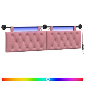 vidaXL H&auml;ngendes Kopfteil Mit LED Licht Rosa Samt