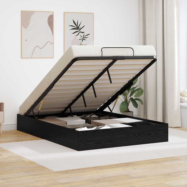 vidaXL Ottoman Bettgestell Schwarze Eiche 203 x 140 x 25 cm