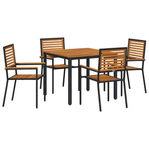 vidaXL Garten Essgruppe 5 pcs Schwarz und Braun Poly-Rattan